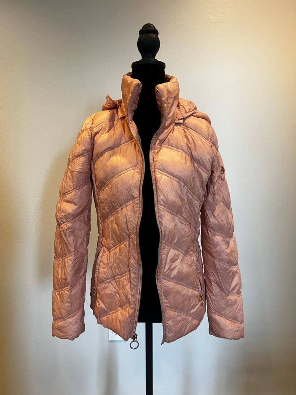 Michael Kors Blush Quilted Puffer Jacket with High Collar